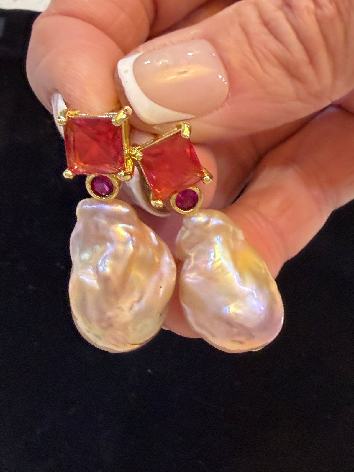 Pink Baroque Pearl & Zircon Earring
