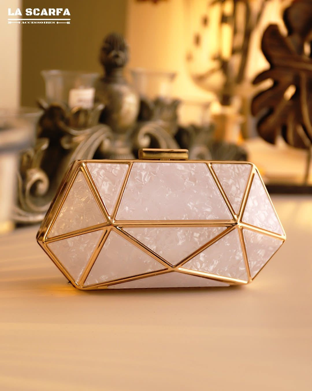 Lux Acrylic Marble Clutch