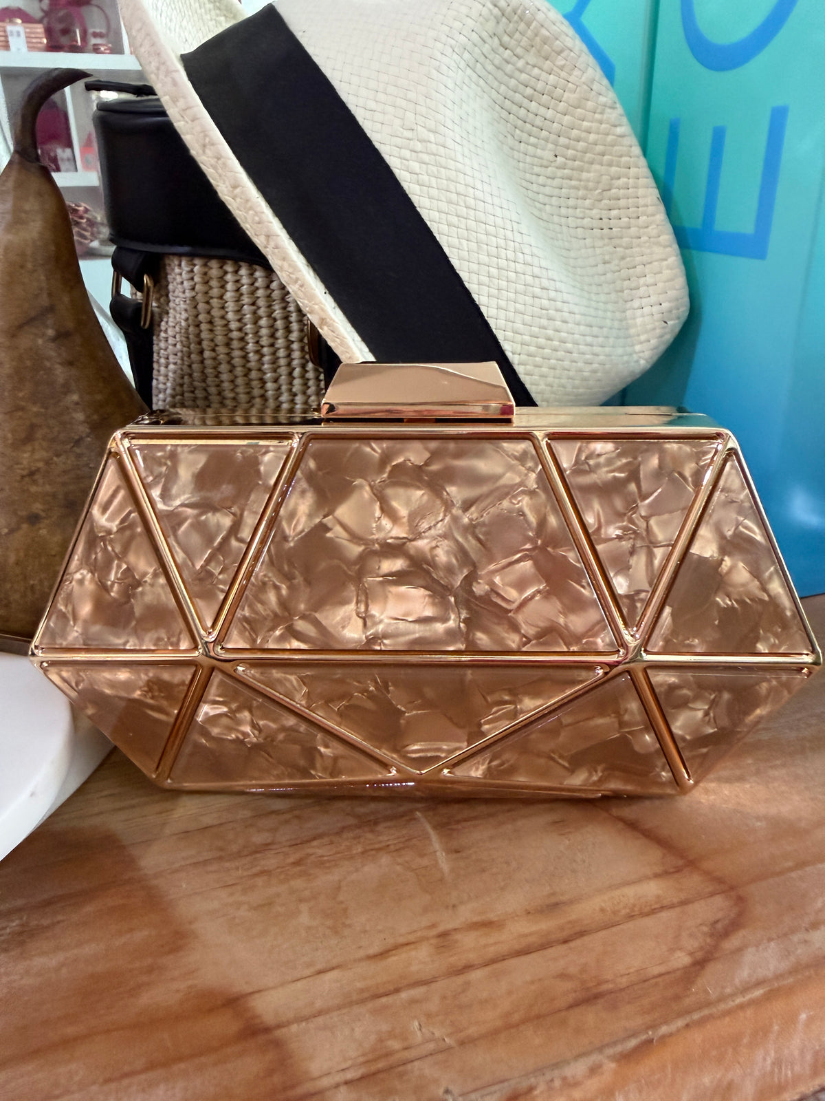 Lux Acrylic Marble Clutch