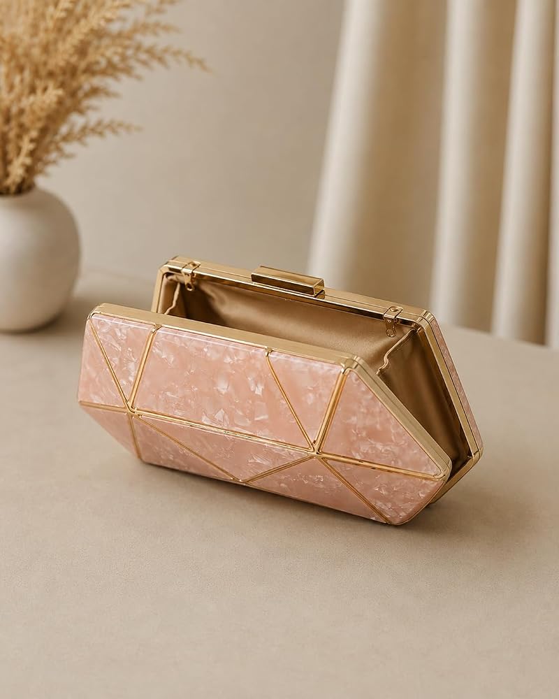Lux Acrylic Marble Clutch