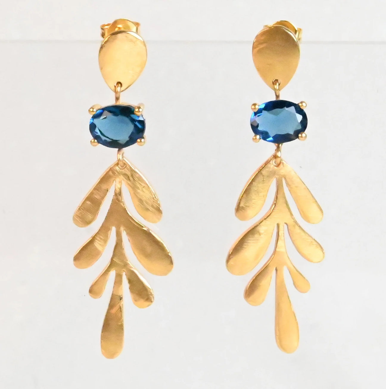 Gold & Gem Leaf Earring 8Colors