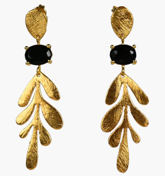 Gold & Gem Leaf Earring 8Colors