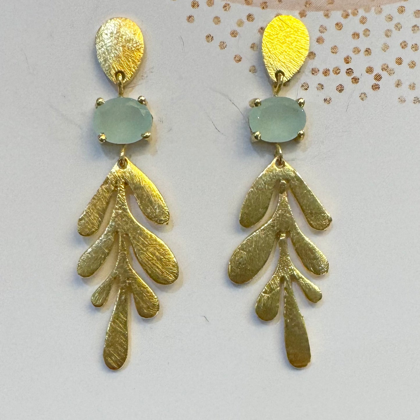 Gold & Gem Leaf Earring 8Colors