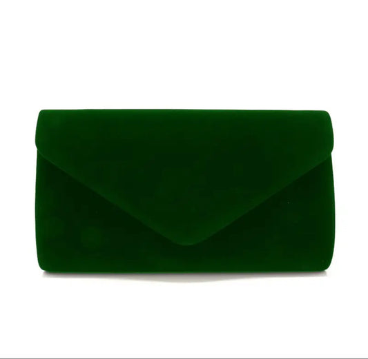 Forrest Green Velvet Clutch