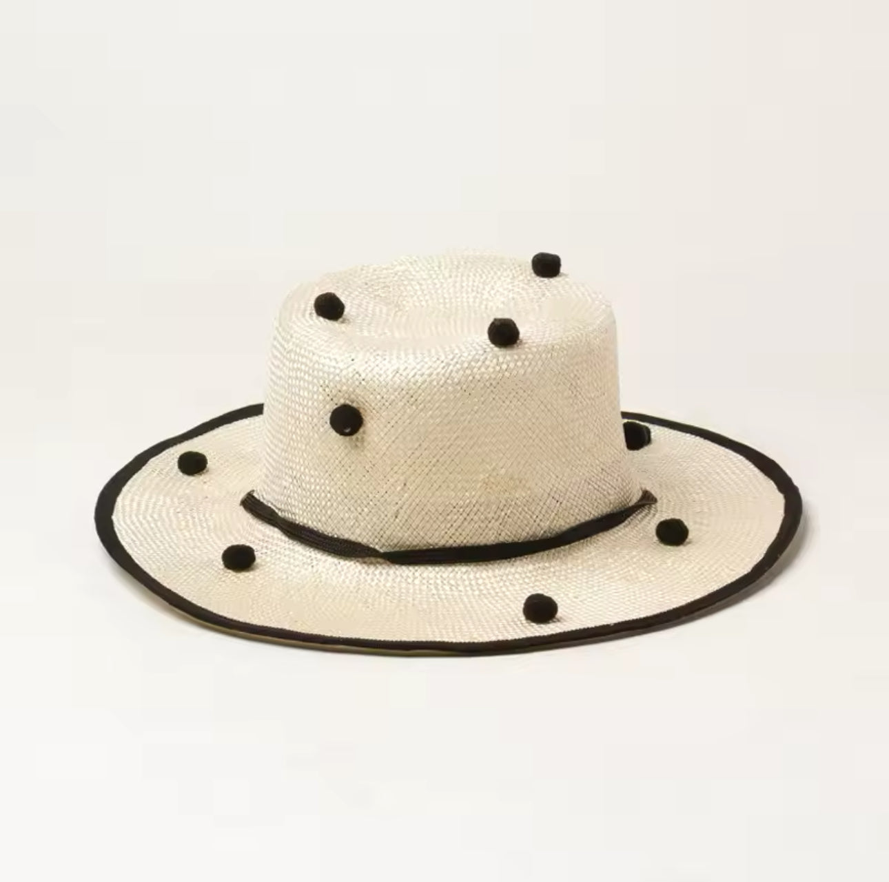 Astor Boater with Blk Poms