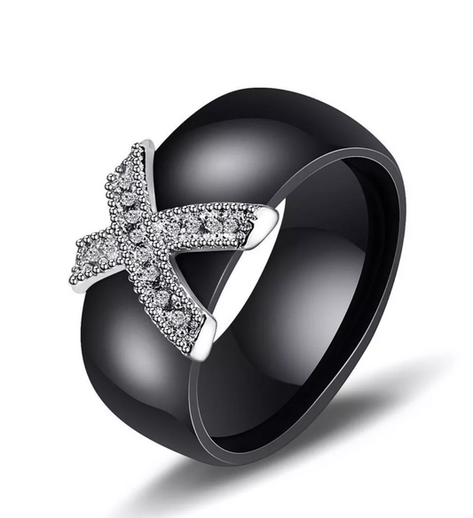 Cross My Heart Ring- Black