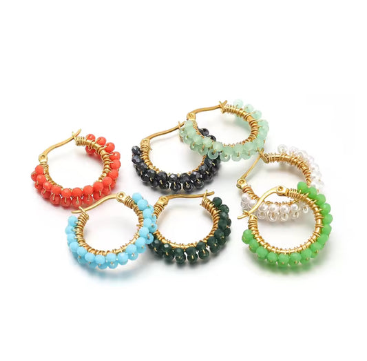 Natural Stone Hoop Earring Sm