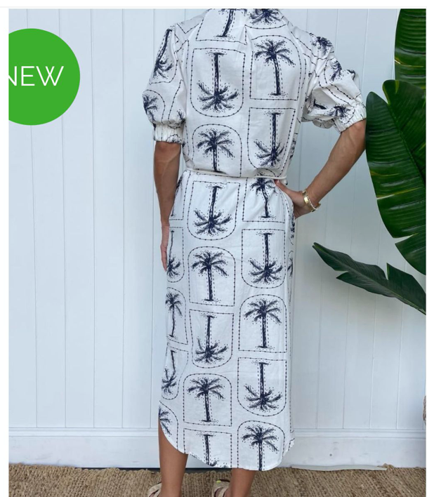 Navy palm dress L