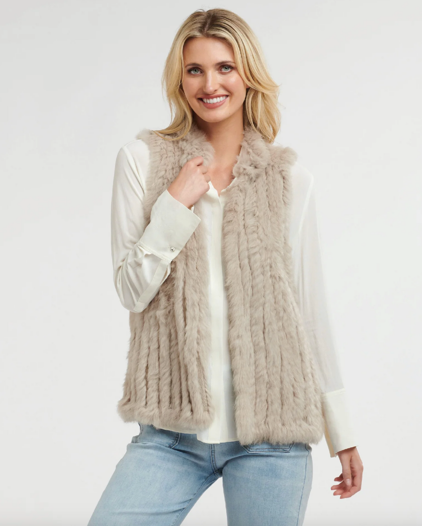 Fur Vest in Stone