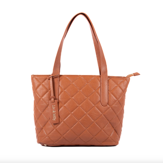 Remi Quilted Tote Tan