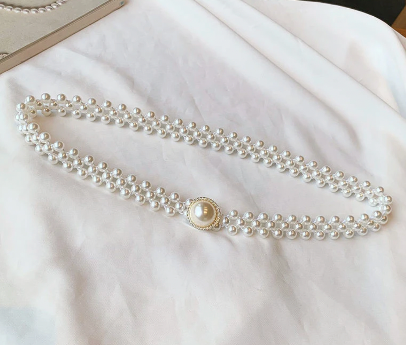 Faux Pearl Elastic Belt
