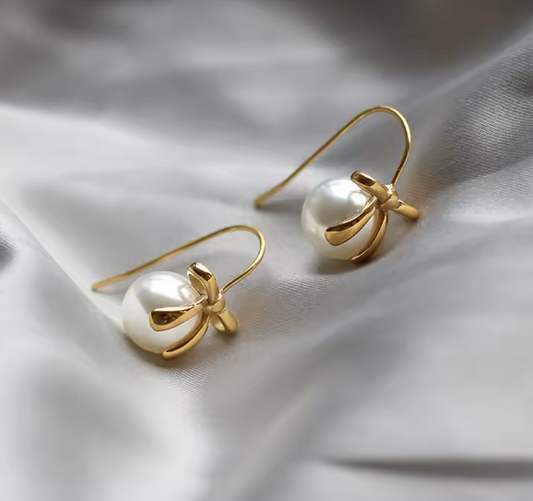 Pearl and Bow Earrings