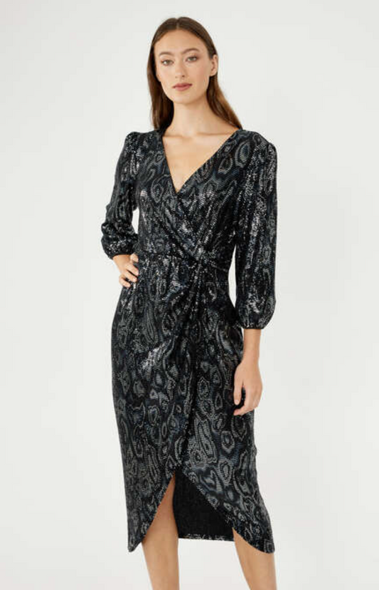 Formal Abstract Wrap Dress
