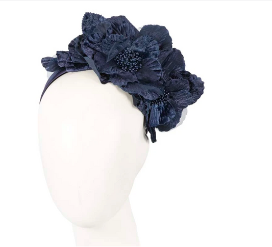 Navy Flower Headband