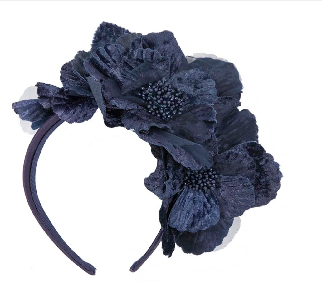 Navy Flower Headband