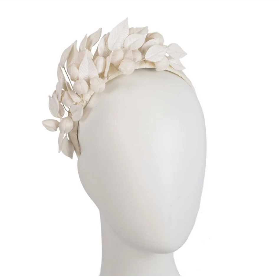 Cream Leather Racing Fascinator