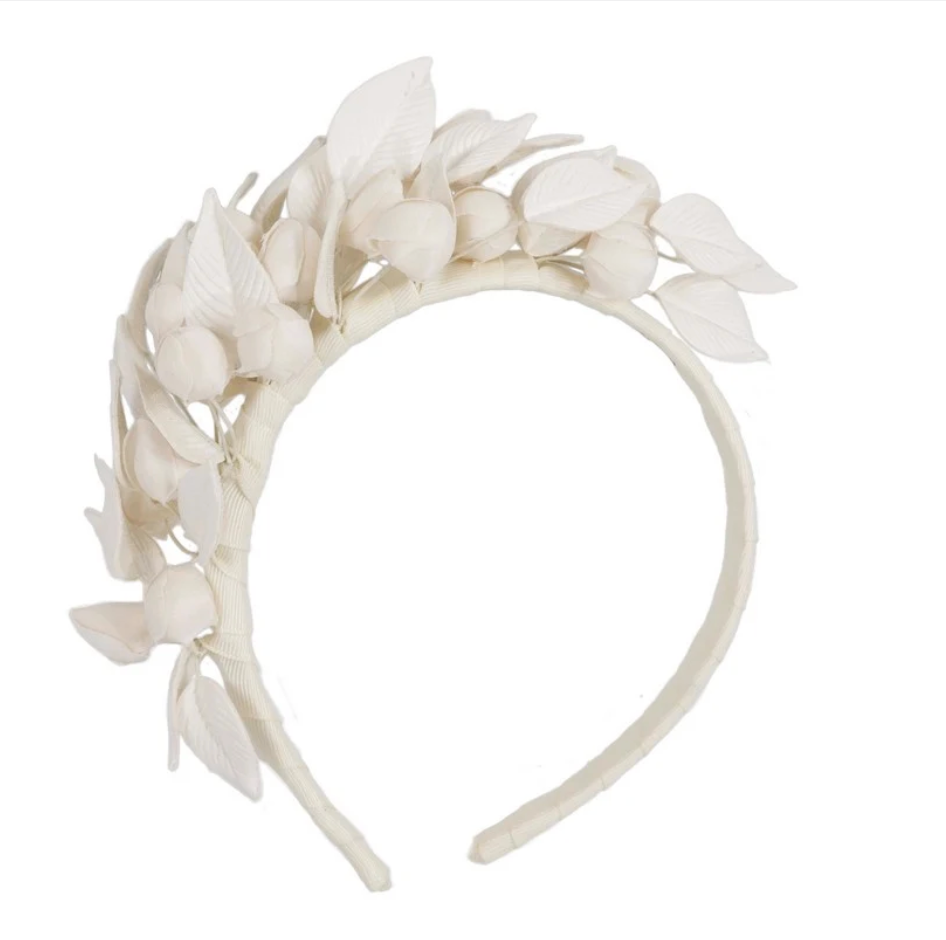 Cream Leather Racing Fascinator