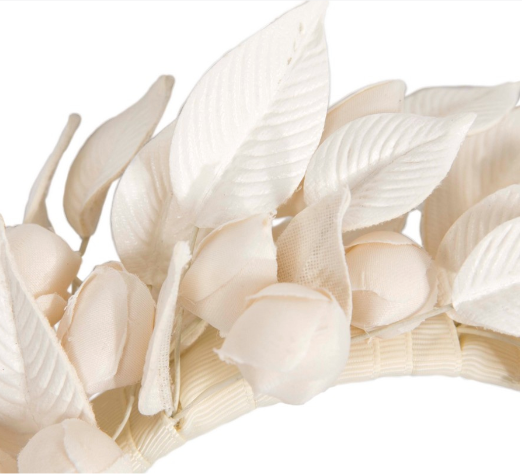 Cream Leather Racing Fascinator