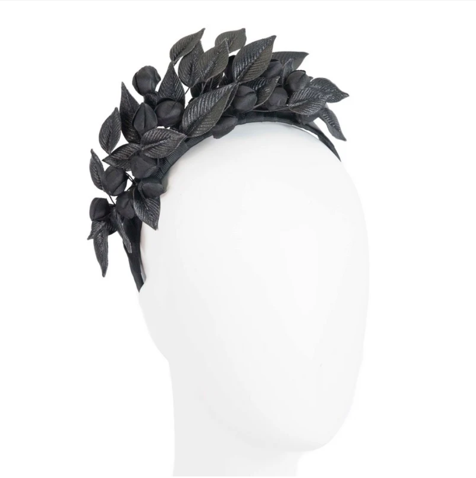 Leather Racing Fascinator Black