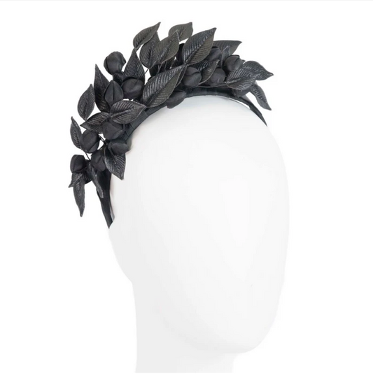 Leather Racing Fascinator Black