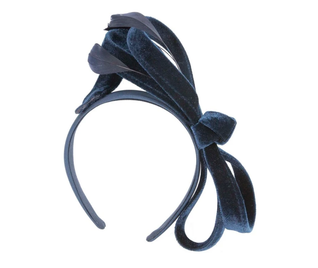 Navy Velvet Bow Fascinator