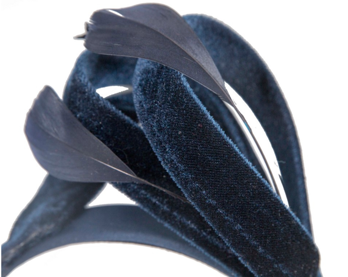 Navy Velvet Bow Fascinator