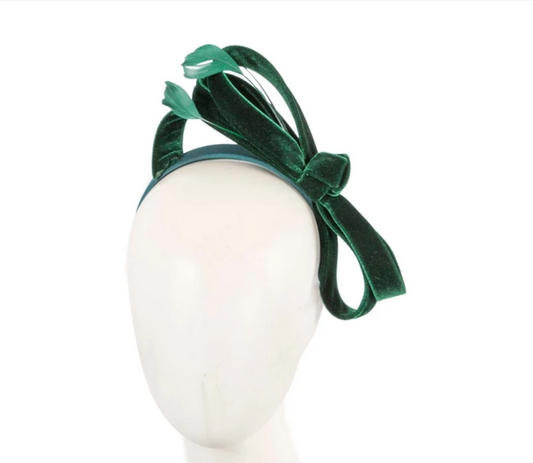 Green Velvet Bow Fascinator
