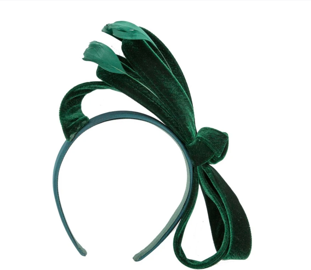 Green Velvet Bow Fascinator