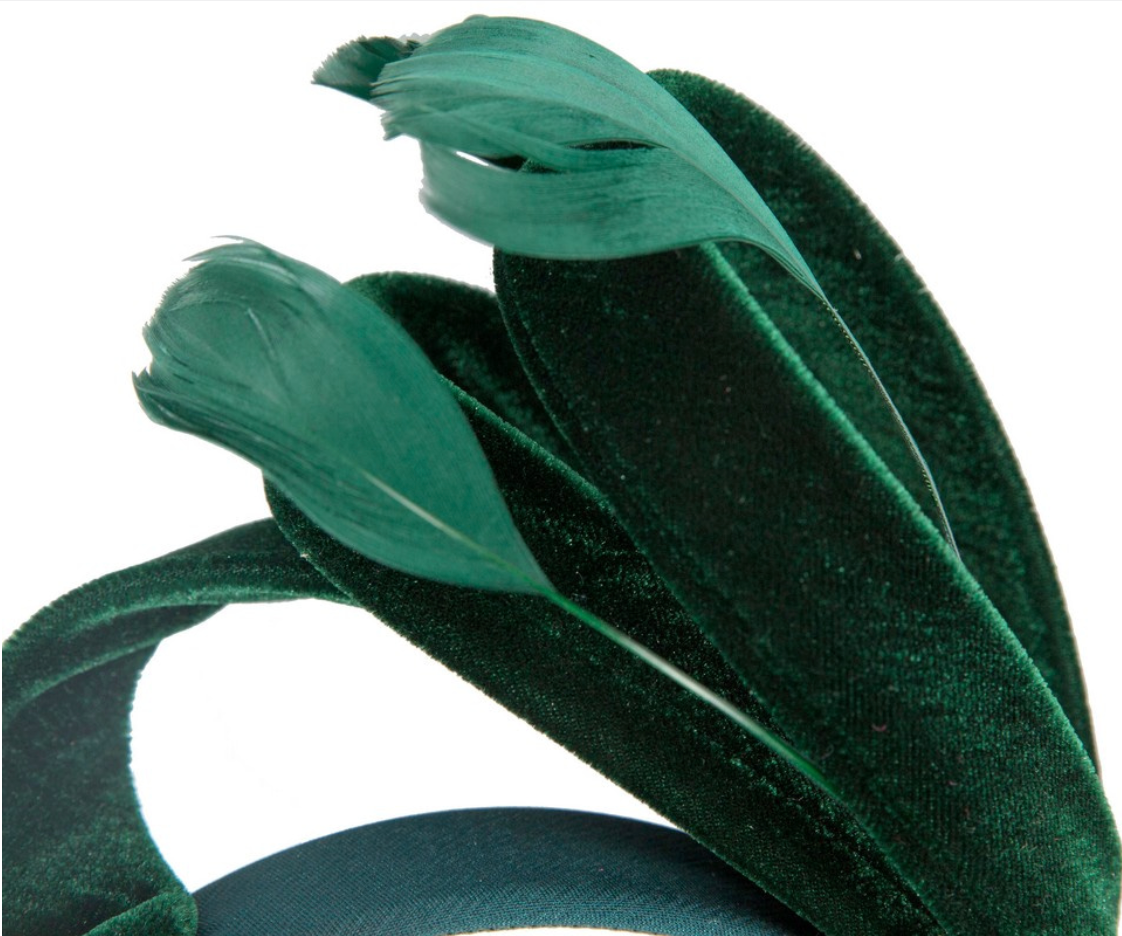 Green Velvet Bow Fascinator