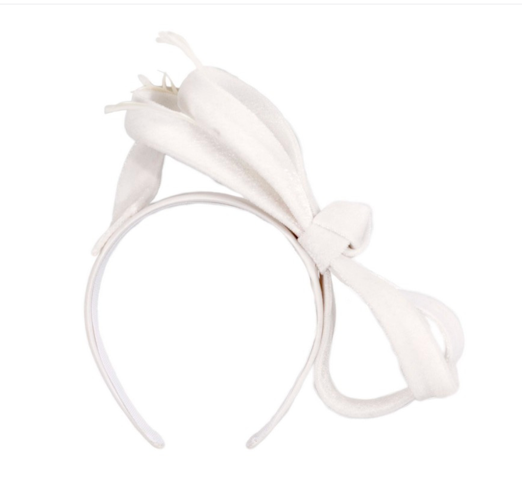White Velvet Bow Fascinator