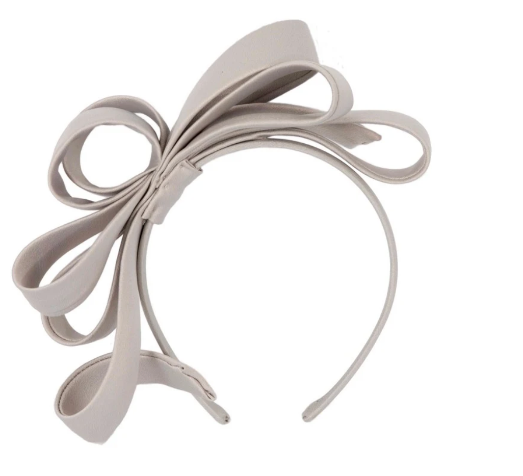 Silver Satin Bow Fascinator