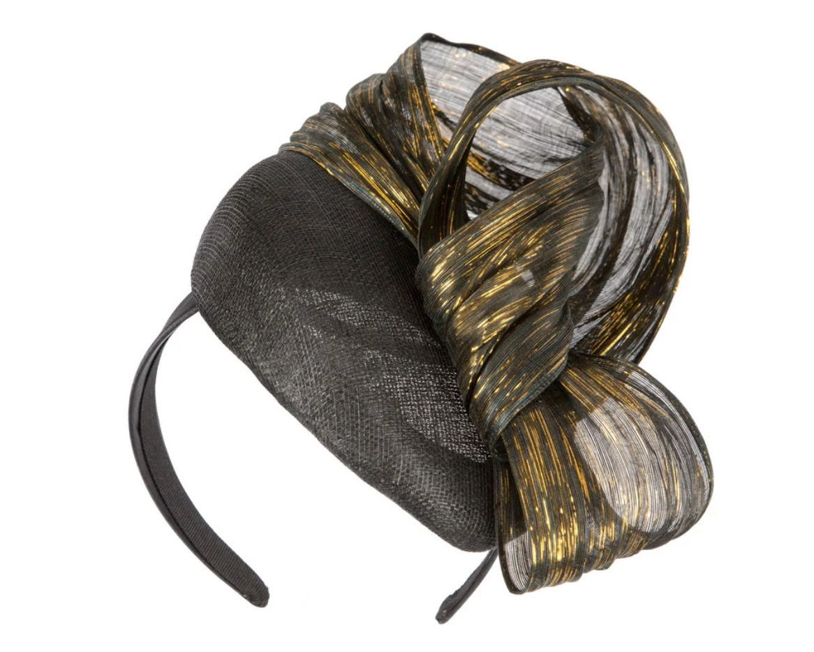 Black and Gold Pillbox Fascinator
