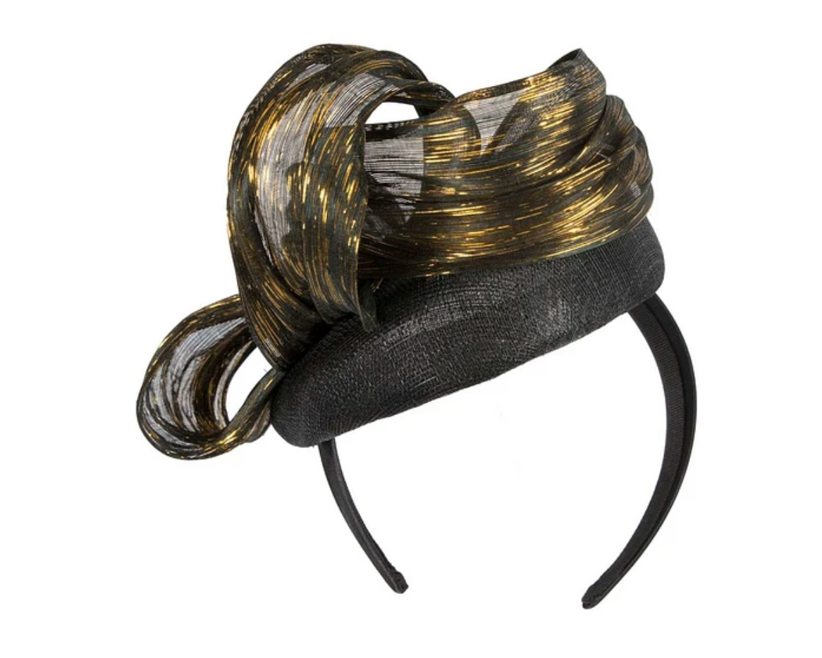 Black and Gold Pillbox Fascinator