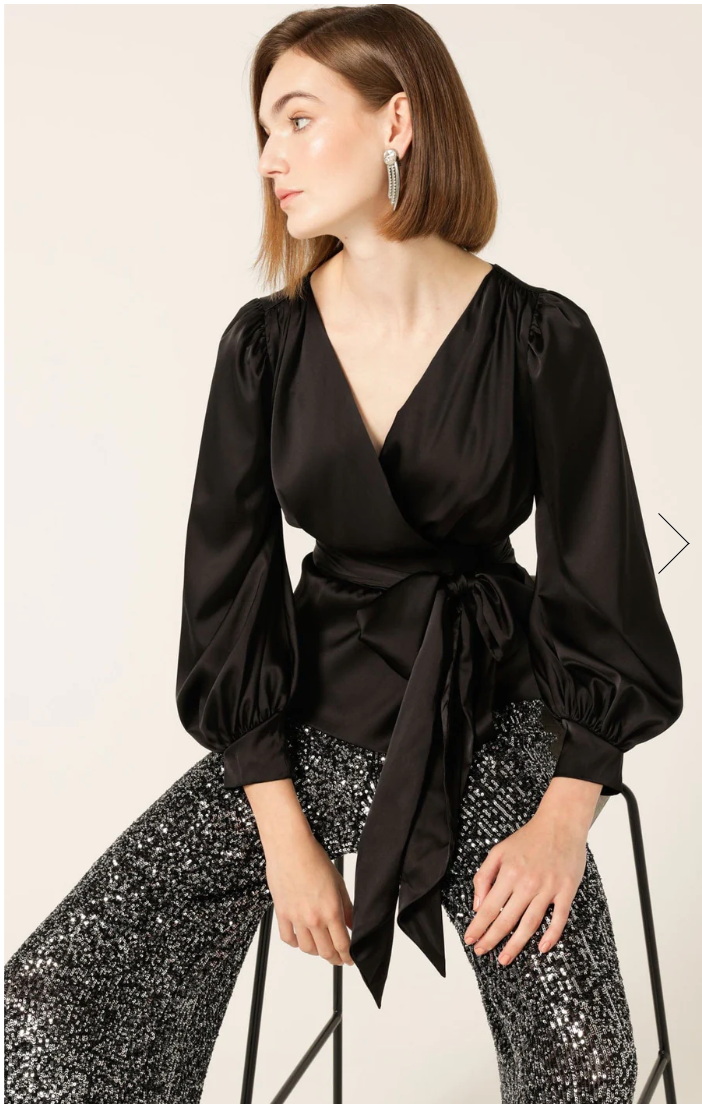 Satin Faux Wrap Top