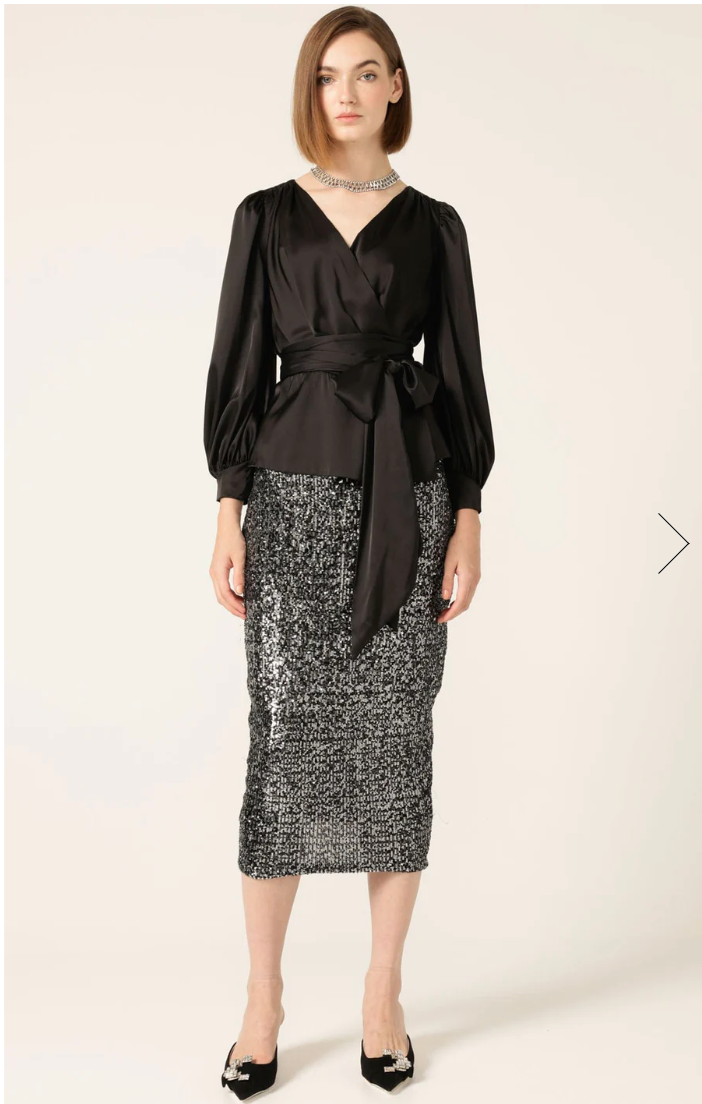 Satin Faux Wrap Top