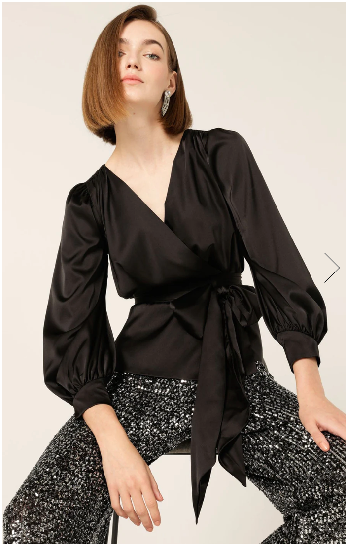 Satin Faux Wrap Top