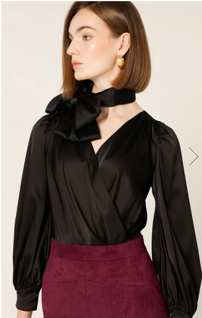Satin Faux Wrap Top