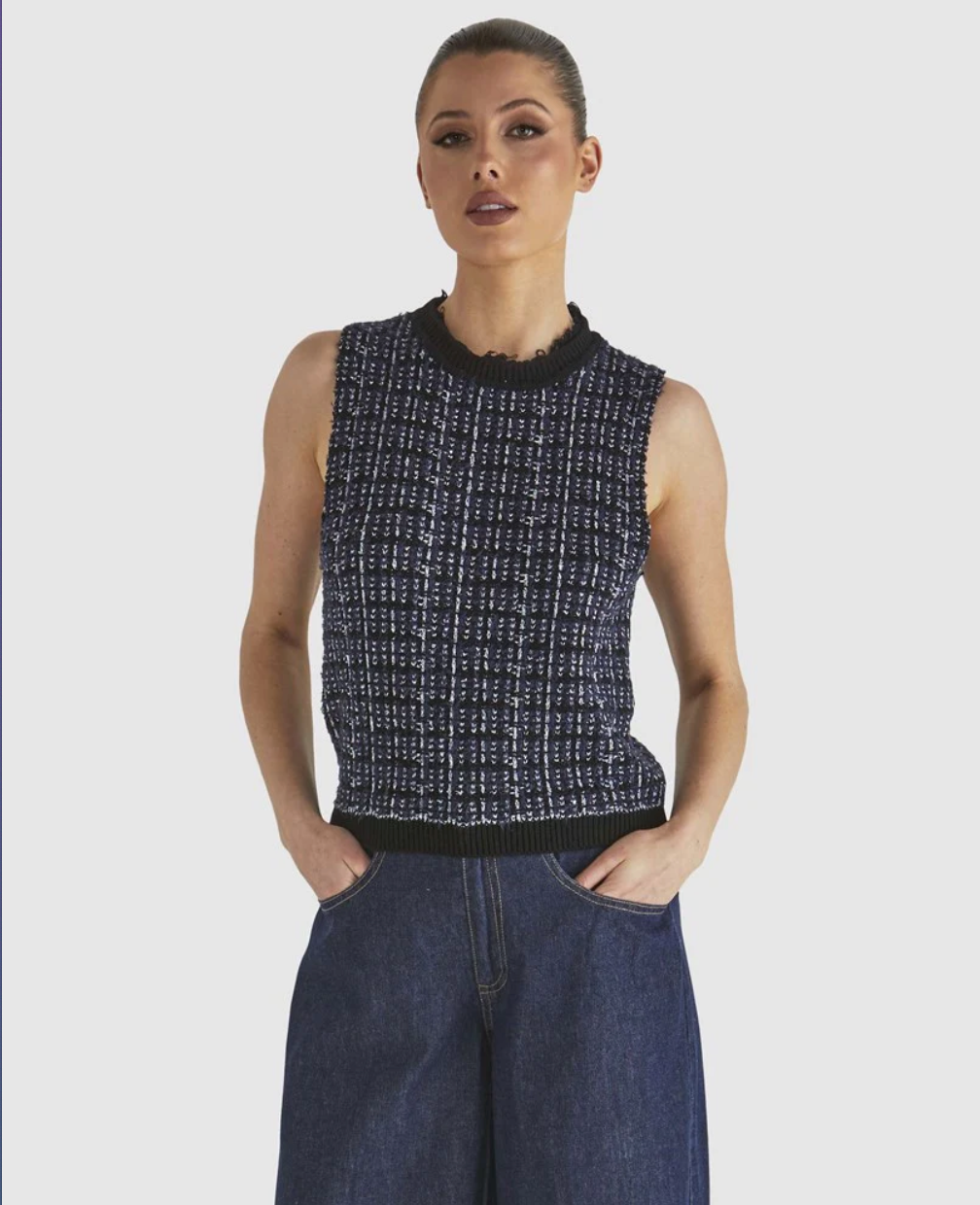 Kinetic Knit Tank Navy
