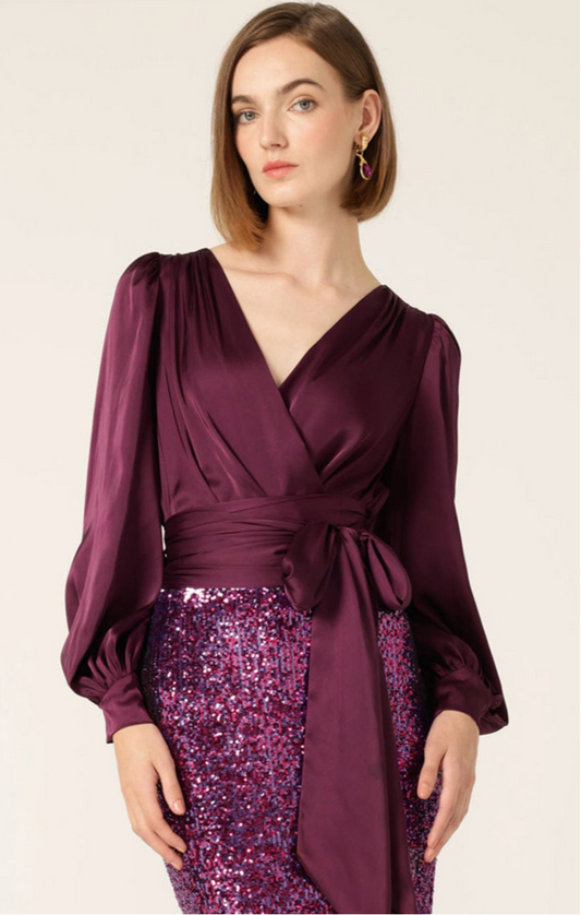 Satin Faux Wrap Cherry