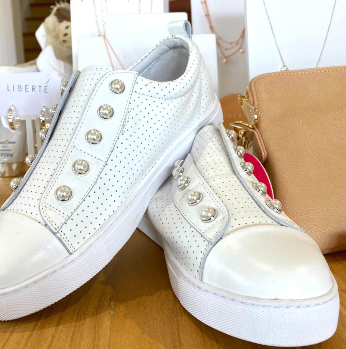 Pearl Sneaker in Perforated White