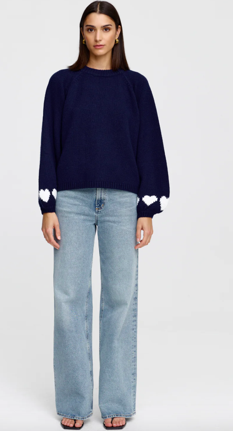 Cherie Hearts Knit Navy