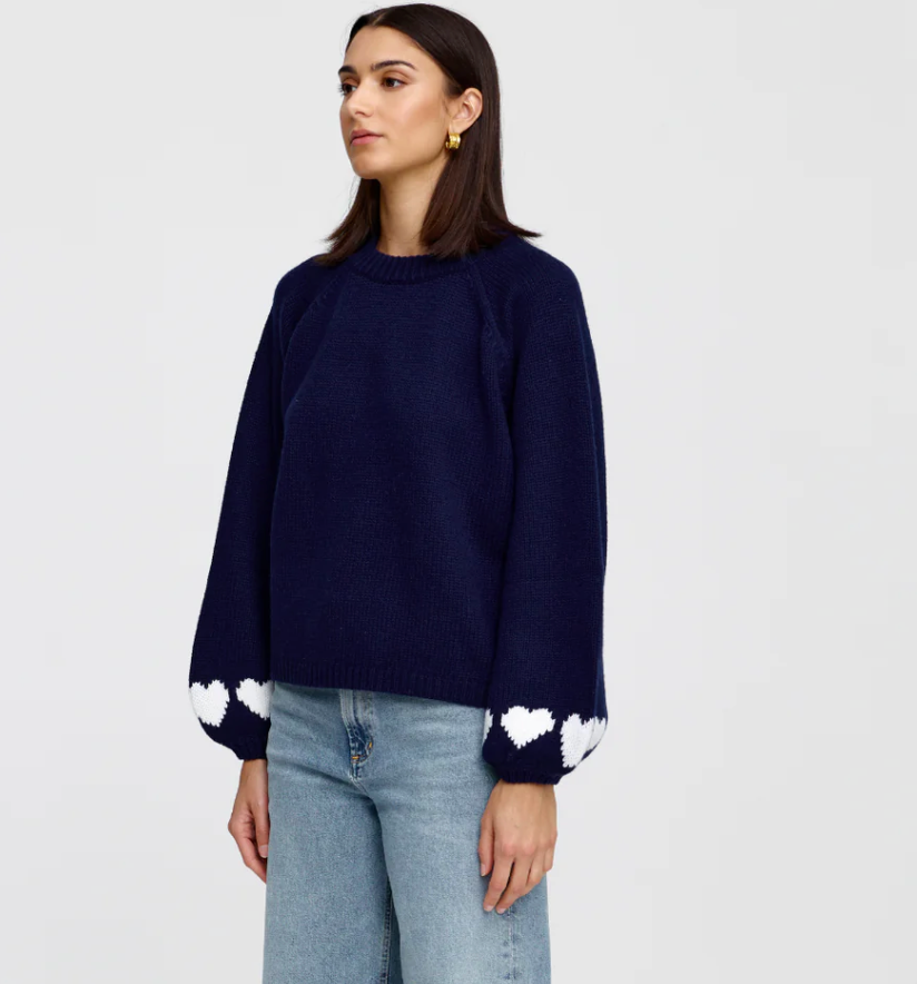 Cherie Hearts Knit Navy