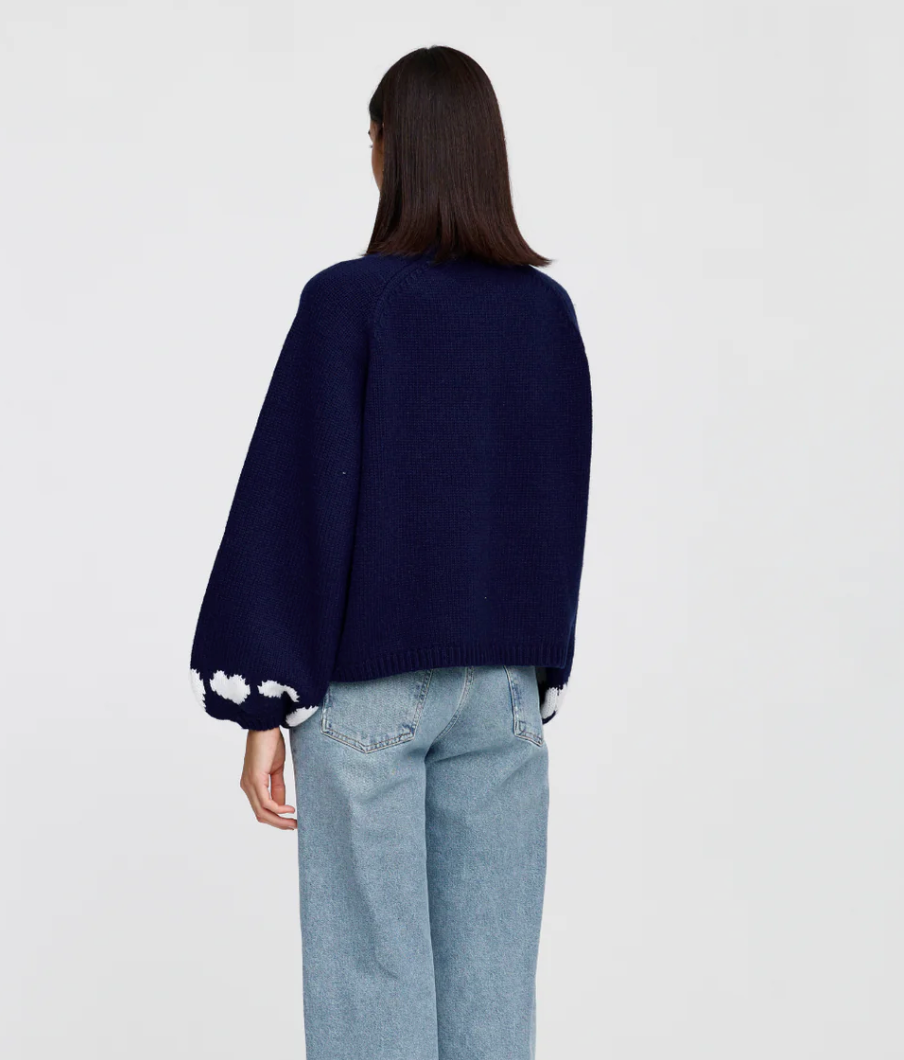 Cherie Hearts Knit Navy
