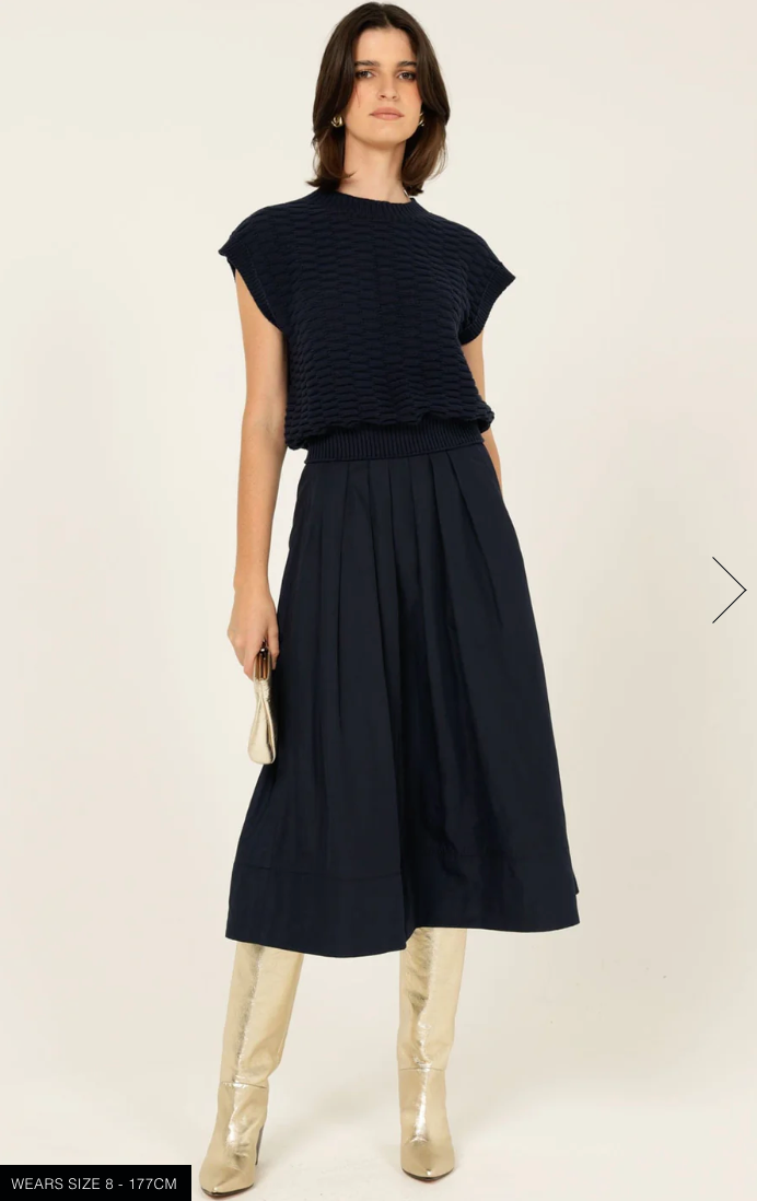 Pleated A Line Skirt