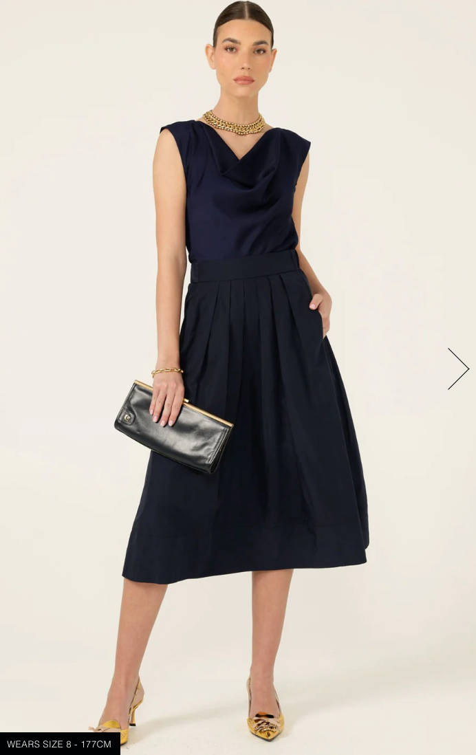 Pleated A Line Skirt