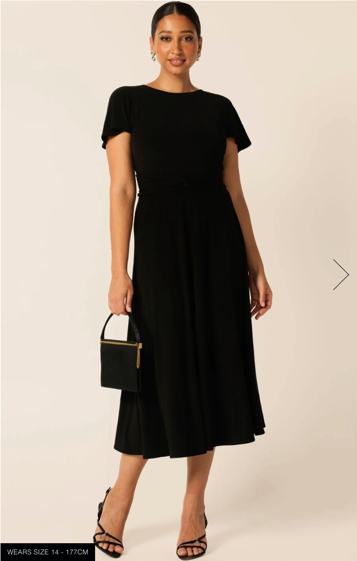Flute Sleeve Reverse Wrap Dress