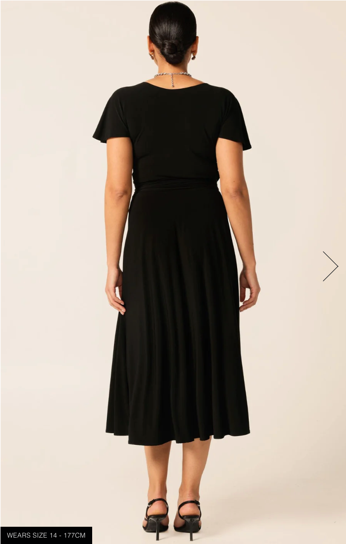 Flute Sleeve Reverse Wrap Dress