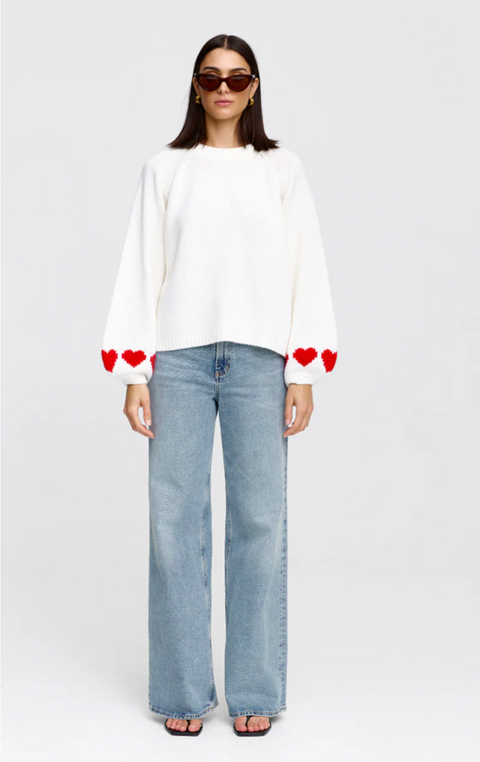 Cherie Hearts Knit Ivory