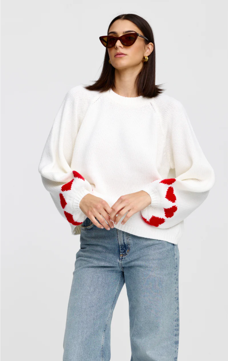 Cherie Hearts Knit Ivory