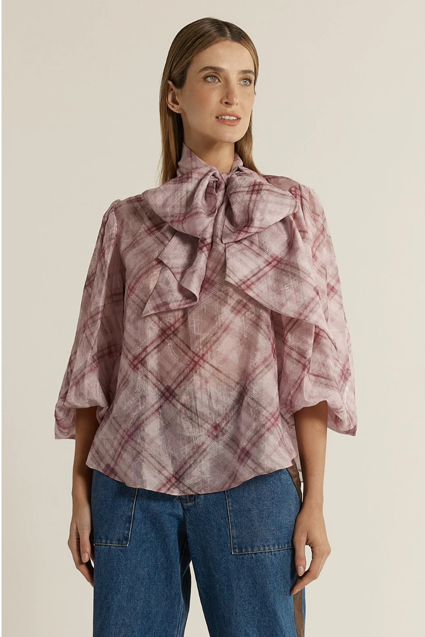 Eve Pussybow Blouse Orchid